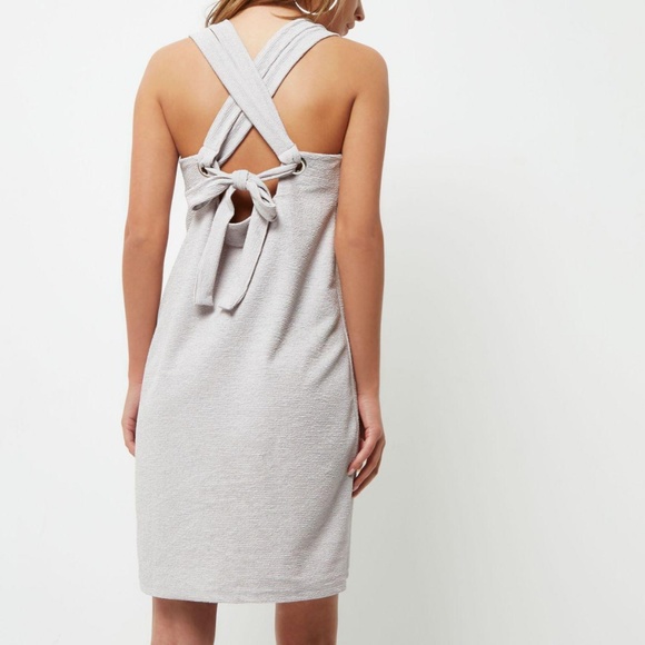 NWT River Island Gray Criss Cross Cami Mini Dress - Picture 2 of 2